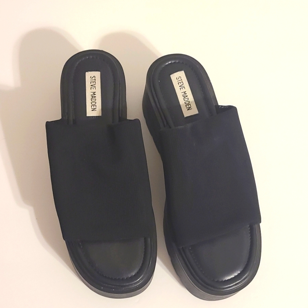 Steve Madden Black Slide Sandals
